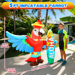 Inflatable Parrot Decorations 5FT Luau Hawaiian Surfboard Blow up Beach Party De