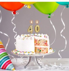 40th Birthday Candles Gold Number 40 Happy 40,