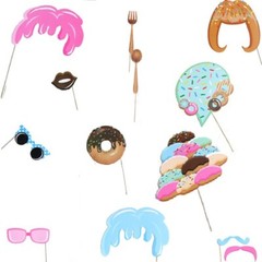 Doughnut Selfie Photo Prop Birthday Party Decoration Sweets Dessert 22pcs