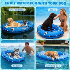 pdpdoc 61″x 43″ Dog Pool Float Raft with Handle & Rope, Heavy Duty Inflatable…
