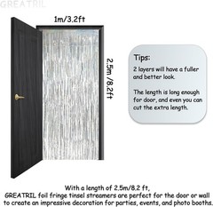 Silver Foil Fringe Tinsel Backdrop Glitter Party Streamers Backdrop Curtains for