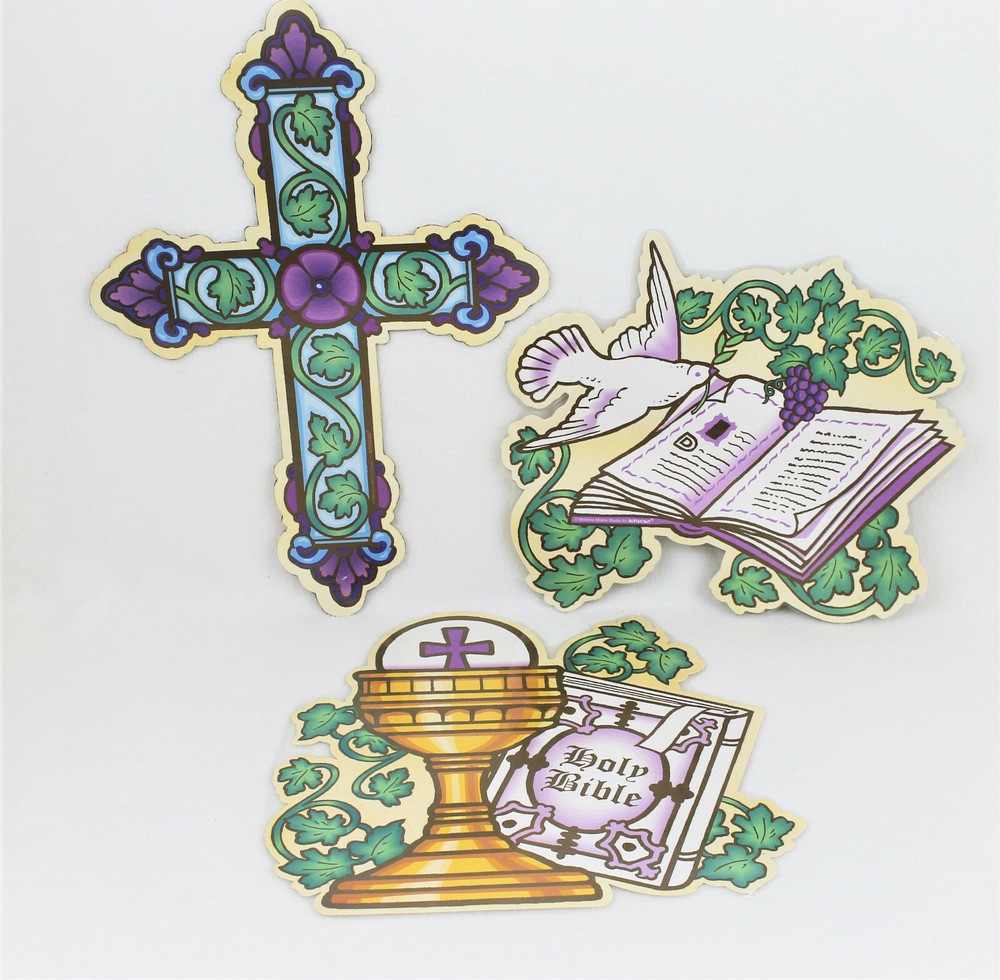Amscan FIRST COMMUNION 3 Religious Die Cut Cardboard Wall Party Decorations