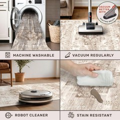 Boho Bathroom Rugs – Washable Non-Slip Soft Low Pile Area Rug for Entryway, K…