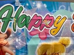Disney Tinker Bell Banner Backdrop Photo Happy Birthday 60″ x 39″