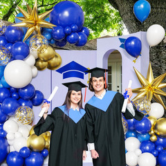 Blue White Gold Balloon Arch Kit Graduation Decorations 2026, 130Pcs Blue and…