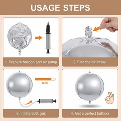 Silver Large Balloons 2 pcs 70 Inch Huge Aluminum Foil Balloons for Wedding,H