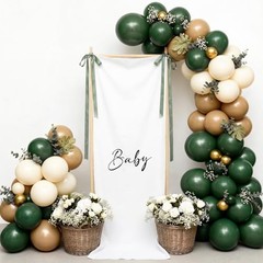 5 x 2 ft Baby Shower Backdrop Banner with Sage Green Bow Baby Shower Party