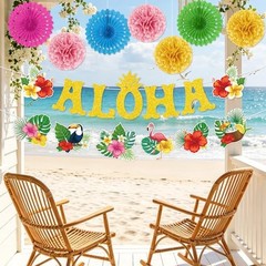 Luau Party Decorations Party Supplies with Aloha 15 Pcs Hawaiian Tropical