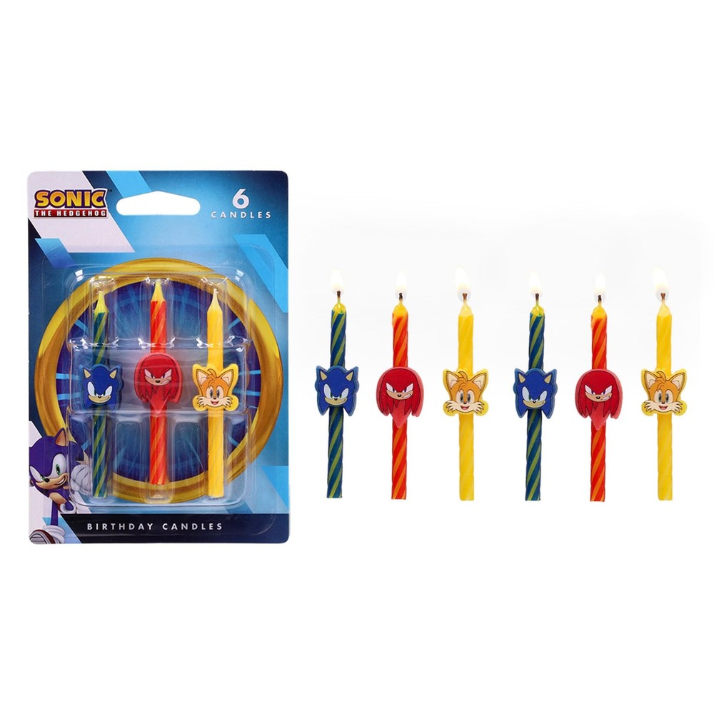 Sonic The Hedgehog Candles Video Game Theme Birthday Cake Decor 6P