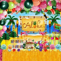 Hawaiian Luau Party Decoration Pack (159 Pcs), Tropical Beach Themed Aloha Summe