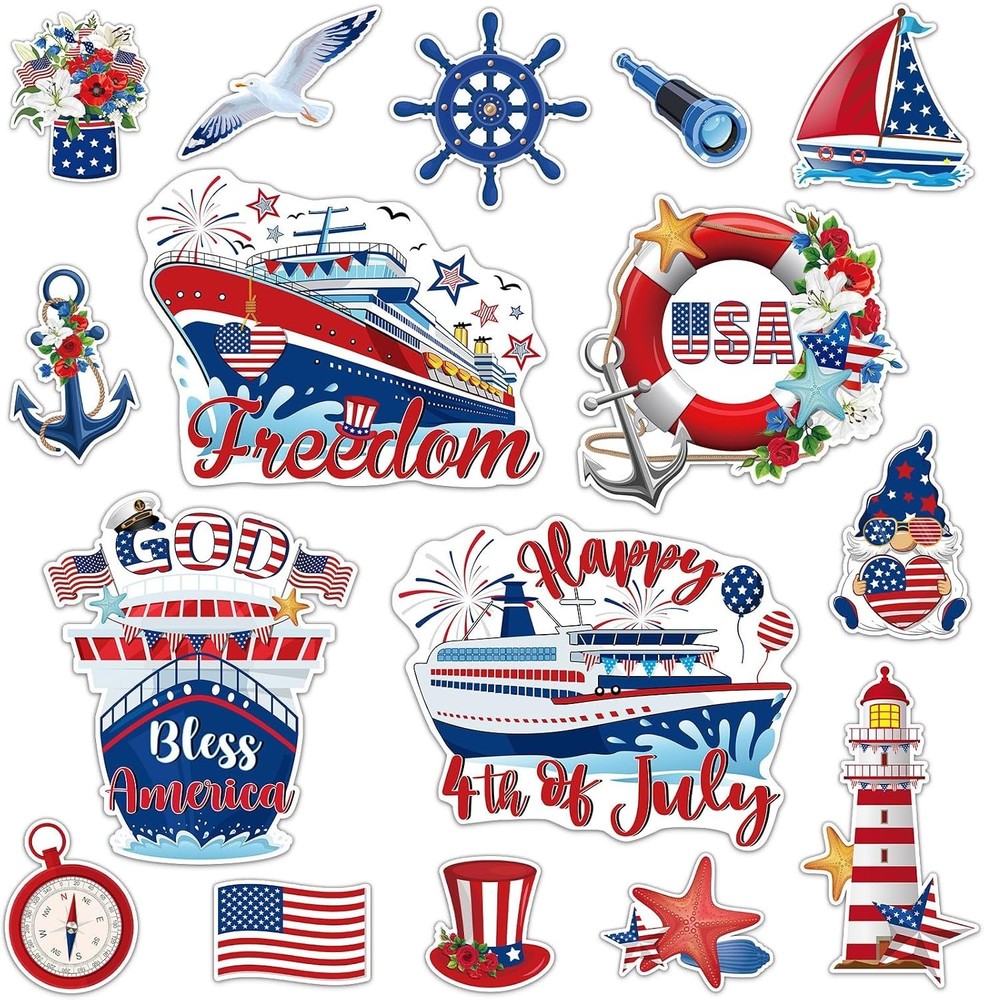 Patriotic 16-Piece Magnet Set – Perfect for Independence Day Decor and Gifts