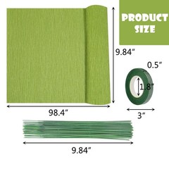 1 Kit Crepe Paper Flower DIY Kit 7 Rolls Rainbow Tape Iron Wire Wedding Craft
