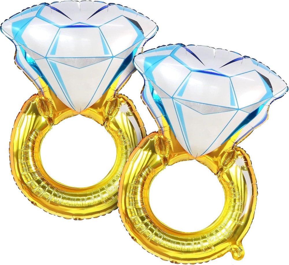 2Pcs Diamond Ring Balloons – 26 Inch | Wedding Ring Balloon for Bridal Shower De