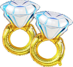 2Pcs Diamond Ring Balloons – 26 Inch | Wedding Ring Balloon for Bridal Shower De