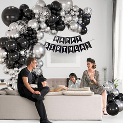 147-Piece Black and Silver Balloon Garland Kit for Celebrations and Events