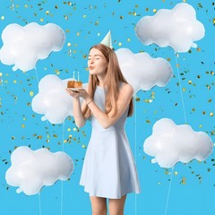 6 Pcs Cloud Balloons Large Aluminum Foil Blue Edge White Clouds Party Decor f…