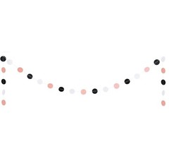 14pc Pink Black White Party Decorations Pom Pom Flowers & Dot Garland Set Birthd