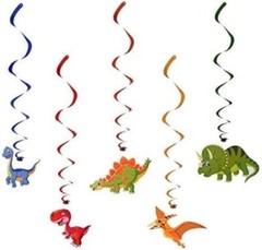 Dinosaur «Happy Birthday» Banner & 15 Pre-Assembled Dino & Swirl Decorations DIY