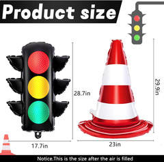 9 Pcs Racing Traffic Balloon Decoration, Traffic Cone and Light Balloons, Transp