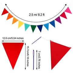 Outus 6 Pack 72 Flags/8.2 Ft Rainbow Pennant Banner Multicolor Bunting String