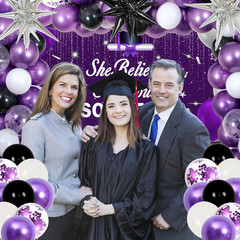 Purple Black 2026 Graduation Decorations for Women Girls – She Believed She Coul