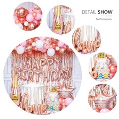 Decoraciones De Cumpleaños Cortinas Globos Rose Gold y Rosa Para Mujer En Oferta