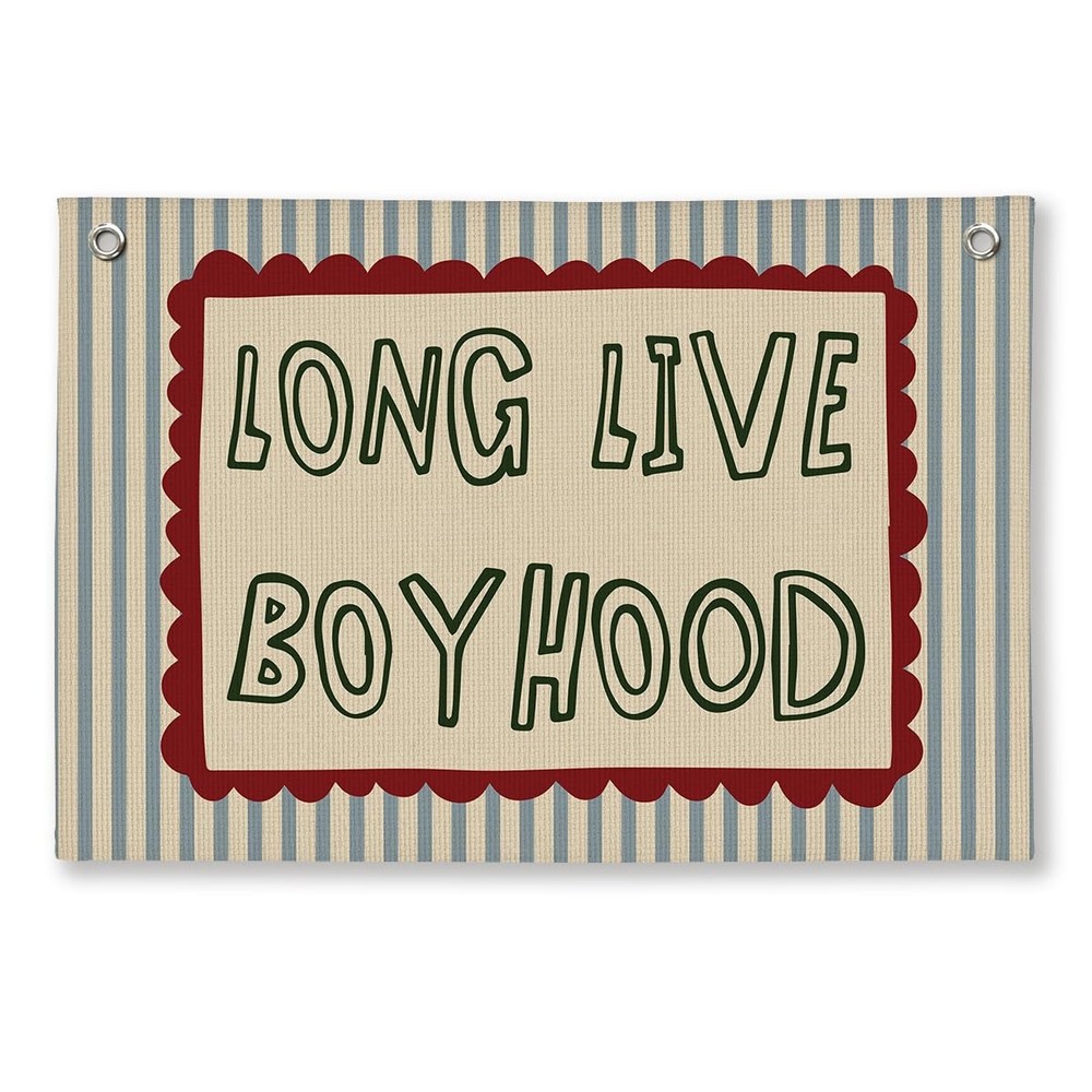 Long Live Boyhood Boys Room Decor, Nursery Playroom Boy Linen Canvas Banner W…