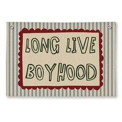 Long Live Boyhood Boys Room Decor, Nursery Playroom Boy Linen Canvas Banner W…