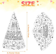 12 Pcs Birthday Party Hats Assorted Themes Cone Paper Headbands | Multiple…
