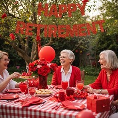 Glitter Red Happy Retirement Banner Pre-Strung Garland for Office Goodbye Party