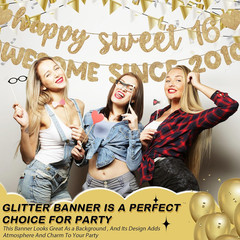 Pre Strung Happy Sweet 16 Awesome since 2010 Banner Glitter Sweet 16Th Birthday