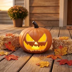 Pumpkin Desktop Decoration with Lights Halloween Glowing Lantern