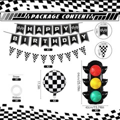 Race Car Birthday Party Decorations with Traffic Light Balloons,Automobile Pa…