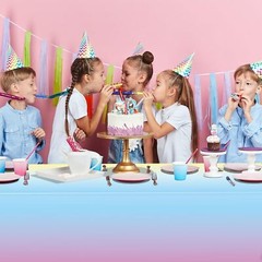 6 Pack Pastel Rainbow Plastic Tablecloth Party Decorations, 6 Pack,