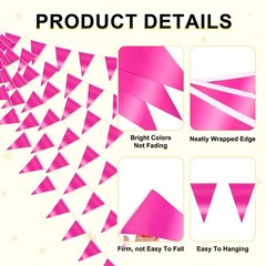 4-Pack 10m/32.8FT Triangle Pennant Banner Flag Metallic Fabric Bunting Party …