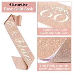 60th Birthday Decorations Women, Including 60th Birthday Crown/Tiara, Sash,
