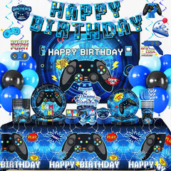 208Pcs Video Game Birthday Decorations-Serves 25, All-In-One Gamer Birthday Part