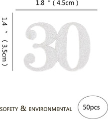30Th Happy Birthday Confetti Decorations – Number 30 Silver Glitter Table Confet