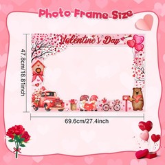 Valentines Day Photo Booth Props Red Pink Frame Heart Selfie Party Supply