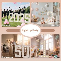 4FT Light Up Number 80 Marquee Giant Mosaic 80th Birthday Backdrop Sign DIY Kit
