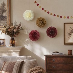Burgundy and Gold Party Decorations Maroon Wine Dark Red Paper Fans Lanterns …