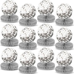 12PCS Prom Silver Disco Theme Party Honeycomb Centerpieces 70s Birthday Decor…