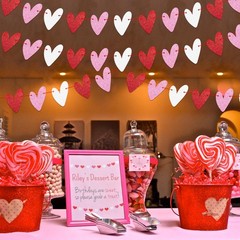 4 Pack Glitter Heart Garland Banner, NO DIY, Valentine’s Day Decorations, Red Pi