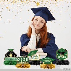 , Green, Black and Gold Graduation Centerpieces 2026 – Pack of 12 | Graduation C