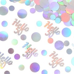 300 PCS Hello 50 Birthday Confetti Iridescent Circle 50th Table Scatter