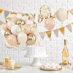 Gold White Sand Confetti Balloons, 50pcs 12 inch Beige Gold Nude Neutral Ball…