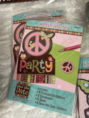 Hippie Chick Peace Owl Pink Brown Retro Birthday Party Kit Decorations Favors 16