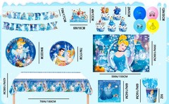 112 Pcs Cinderella Party Supplies Princess Party Decorations Balloons Tableware