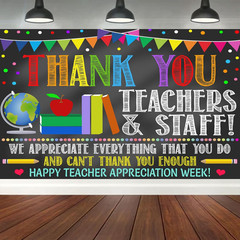 Thank You Teachers Teacher Appreciation Week Backdrop Banner Decorations, Teache