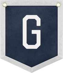 Handmade Felt Alphabet Pennant Banner for Nursery Room Decor – Navy Blue & Beige